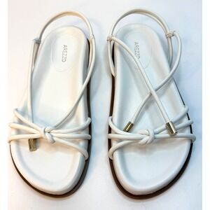 Arezzo Women's Camila Flat Sandals White Salt Size 8.5B NWT and BOX